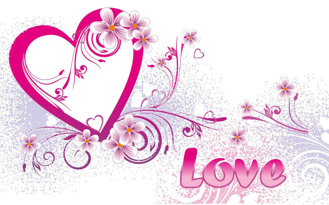 Pink heart flowers love image free wallpaper for desktop - medium preview image