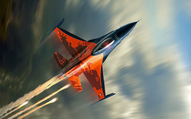 Red black jet flying cloudy free wallpaper for desktop - medium preview image