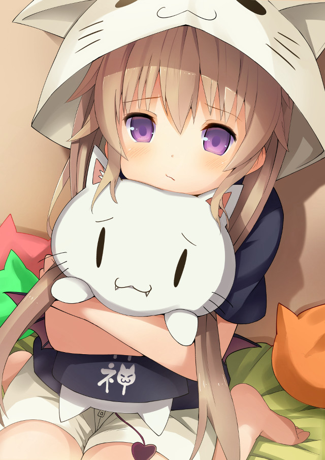 Girl cat bed shoulder sitting free wallpaper for mobile - medium preview image