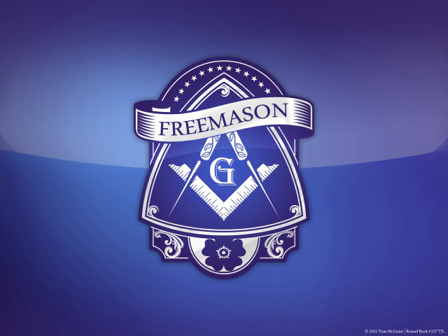Blue white freemason logo banner free wallpaper for desktop - medium preview image