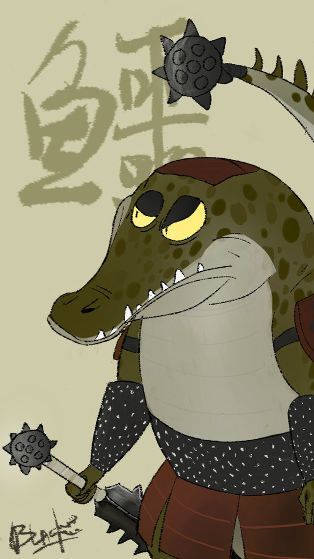 Crocodile cartoon sword helmet funny free wallpaper for mobile - medium preview image