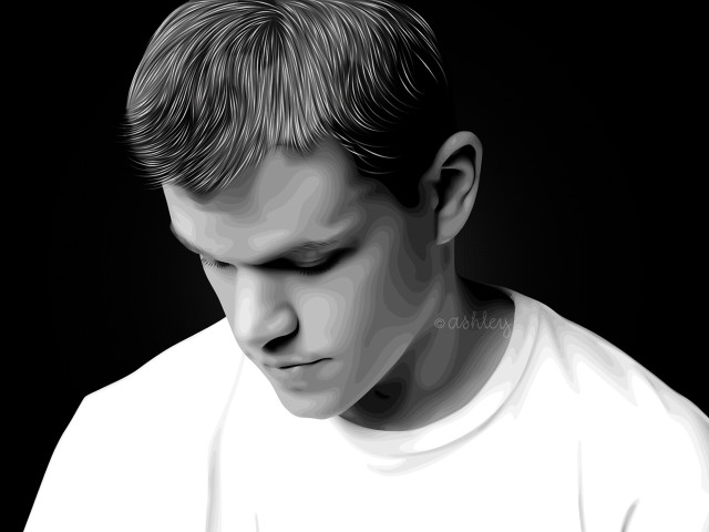 Man white shirt looking down free wallpaper for desktop - medium preview image