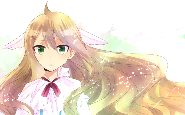 Girl greeneyes flowinghair starrybackground anime free wallpaper for desktop - medium preview image