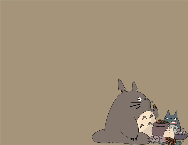Totoro eating food cat sitting free wallpaper for desktop - medium preview image