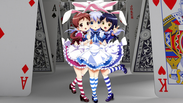 Anime girls dress stockings playing free wallpaper for desktop - medium preview image