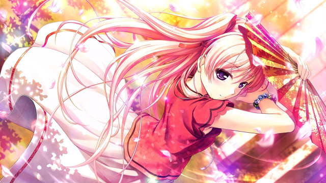 Girl longhair redshirt anime fire free wallpaper for desktop - medium preview image