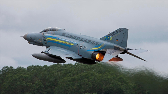 Fighter jet cloudy sky forest #4 free wallpaper for desktop - medium preview image