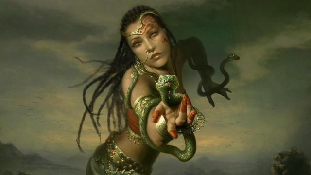 Woman snake arm shoulder hand free wallpaper for desktop - medium preview image