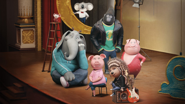 Cartoon characters stage microphone camera free wallpaper for desktop - medium preview image