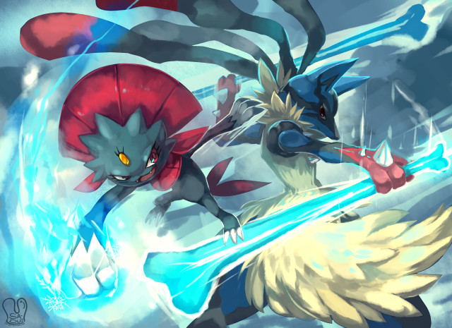 Pokemon fight blue red object free wallpaper for desktop - medium preview image
