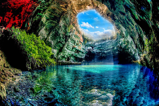 Cave blue sky water inside free wallpaper for desktop - medium preview image