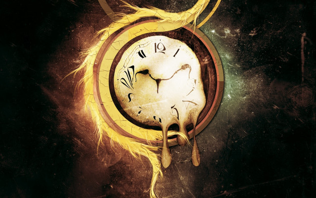 Clock yellow feather black background free wallpaper for desktop - medium preview image