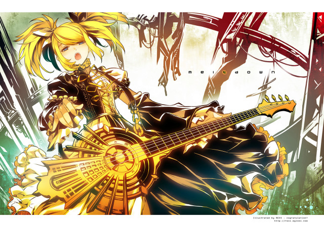 Woman guitar demon shoulder trees free wallpaper for desktop - medium preview image