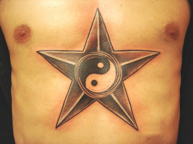 Star tattoo yin yang symbol free wallpaper for desktop - medium preview image