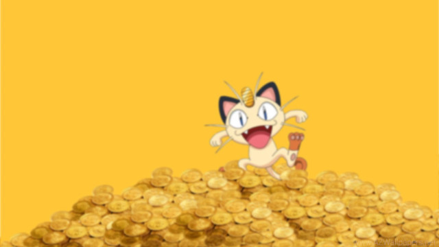 Cartoon cat sitting pile gold free wallpaper for desktop - medium preview image