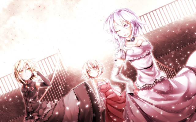 Anime girls gate stars background free wallpaper for desktop - medium preview image