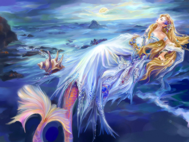 Mermaid floating ocean fish tail free wallpaper for desktop - medium preview image
