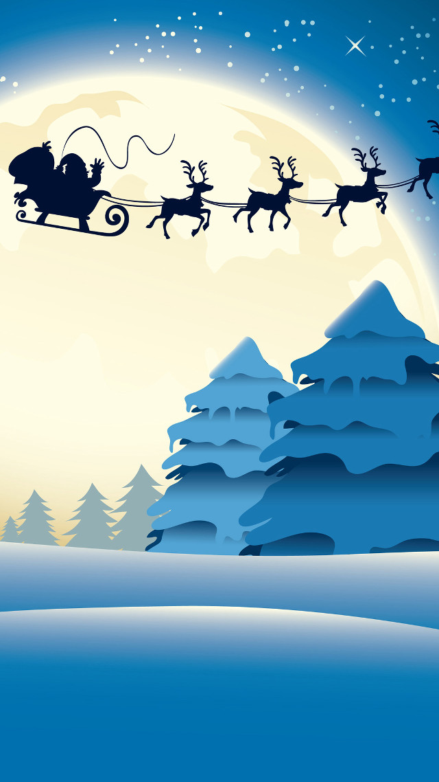 Santa claus sleigh snowy mountain free wallpaper for mobile - medium preview image