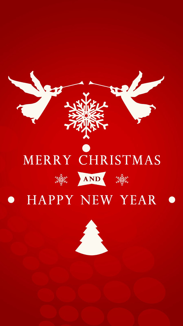 Red christmas card angels snowflake free wallpaper for mobile - medium preview image