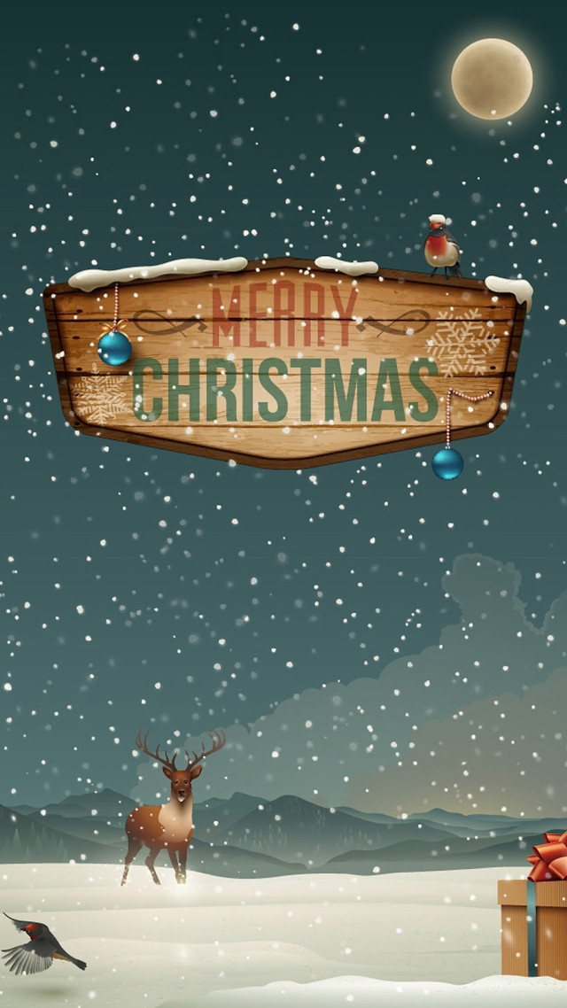 Christmas deer bird snow merry free wallpaper for mobile - medium preview image