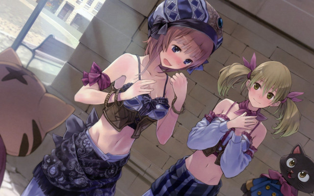 Anime girls building cat group #2 free wallpaper for desktop - medium preview image