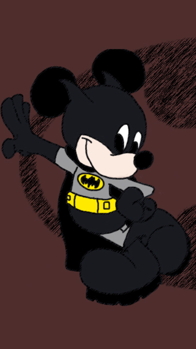 Cartoon mouse batman sitting hands free wallpaper for mobile - medium preview image