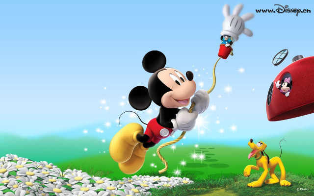 Mickey mouse flying red object free wallpaper for desktop - medium preview image
