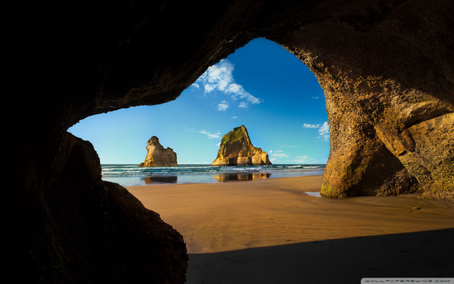 Beach cave view blue sky #3 free wallpaper for desktop - medium preview image