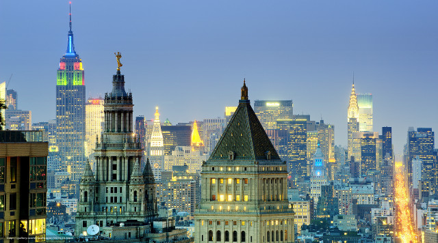 City skyline tall buildings nighttime #5 free wallpaper for desktop - medium preview image