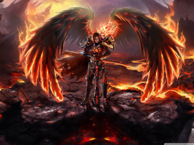 Man fire wings flames lava free wallpaper for desktop - medium preview image