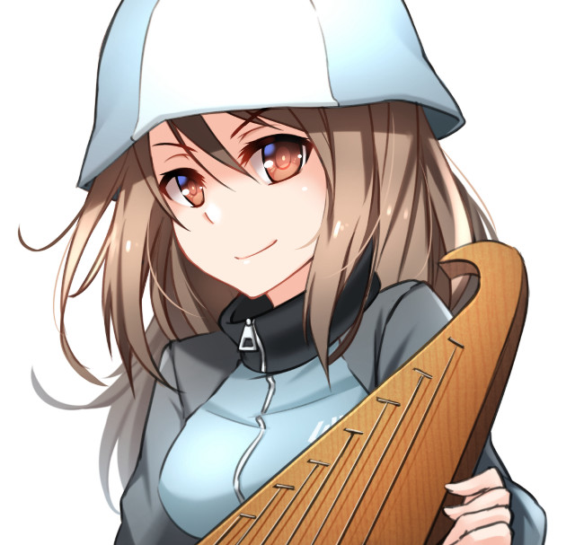 Girl hat holding harp smiling free wallpaper for tablet - medium preview image