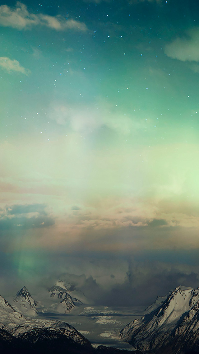 Mountain range green aurora light free wallpaper for mobile - medium preview image