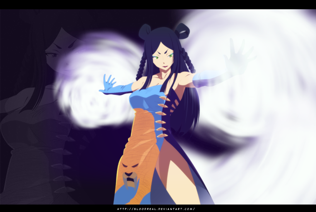 Woman blue dress glowing green free wallpaper for desktop - medium preview image