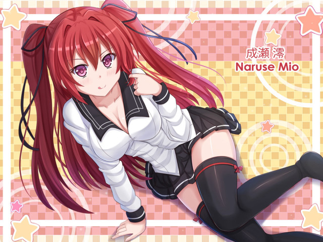 Redhair blackstockings floor crossed portrait free wallpaper for desktop - medium preview image