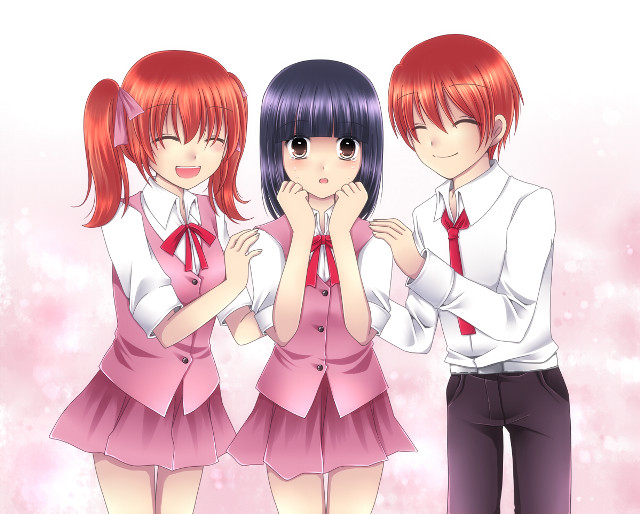 Anime girls hands on chests free wallpaper for desktop - medium preview image