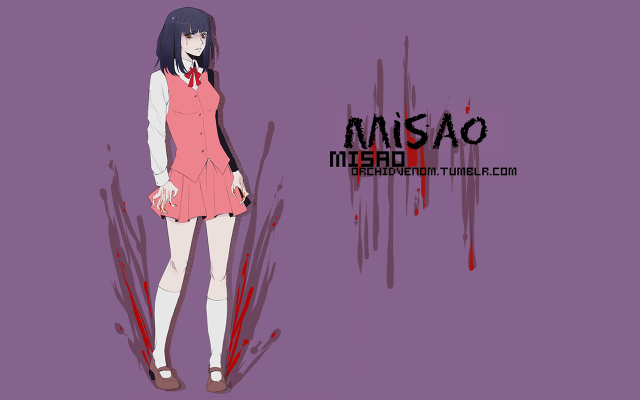 Pink dress girl blood knife free wallpaper for desktop - medium preview image