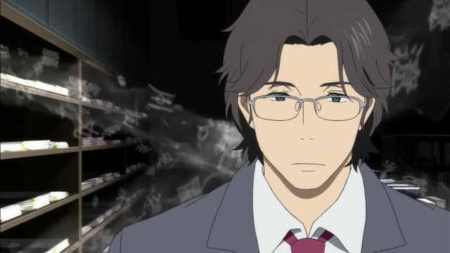 Man suit tie room bookshelves free wallpaper for desktop - medium preview image