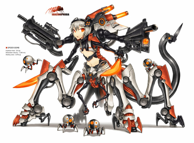 Woman guns mecha robot precisionism free wallpaper for desktop - medium preview image