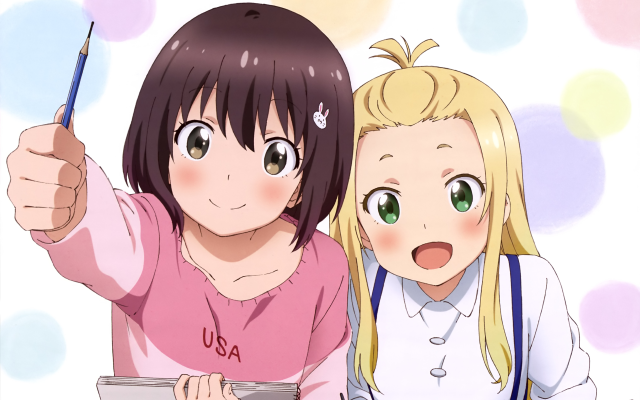 Girls pencil tablet surprised pointing free wallpaper for desktop - medium preview image