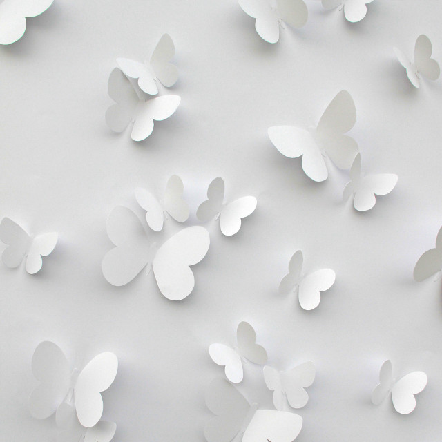 Butterflies white surface red clock free wallpaper for tablet - medium preview image
