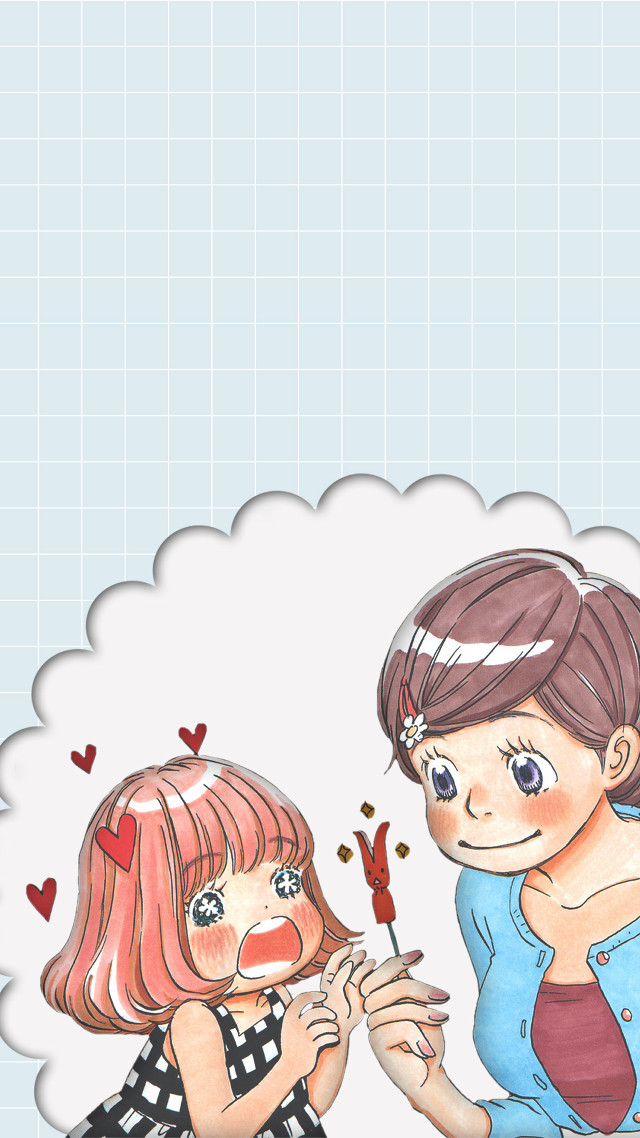 Girl holding knife hearts blue free wallpaper for mobile - medium preview image