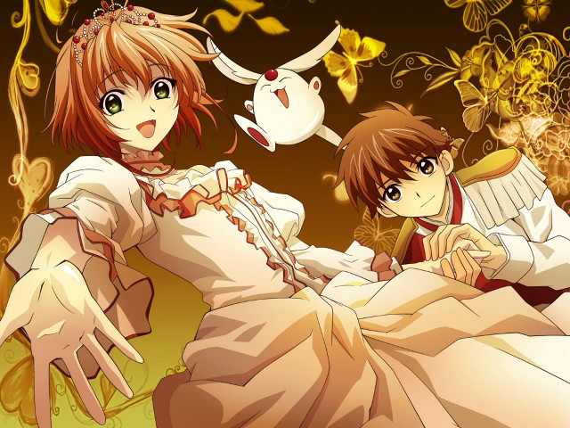 Anime couple bed flowers butterflies free wallpaper for desktop - medium preview image