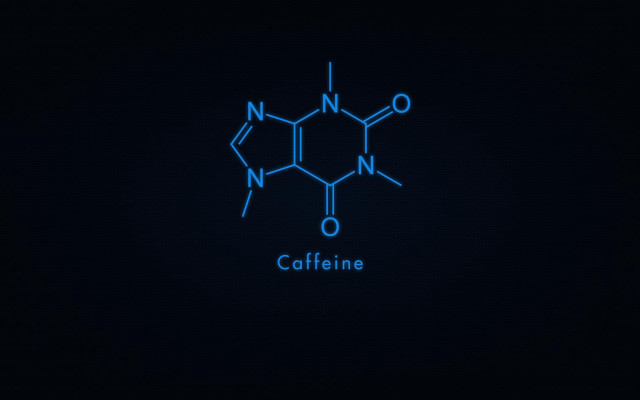 Blue neon sign caffeine dark free wallpaper for desktop - medium preview image