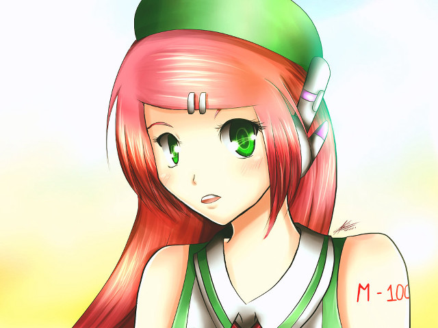 Redhair greeneyes greenhat greenshirt anime free wallpaper for desktop - medium preview image