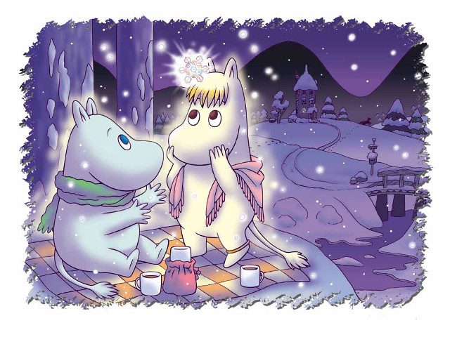 Cartoon animals conversation snow castle free wallpaper for desktop - medium preview image