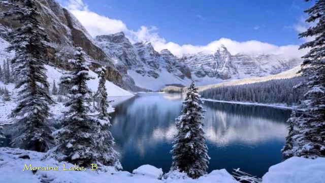 Snowy mountains lake forest winter free wallpaper for desktop - medium preview image