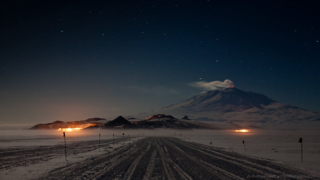 Snowy road mountain night full free wallpaper for desktop - medium preview image