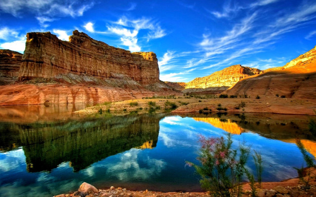Lake mountains blue sky clouds #25 free wallpaper for desktop - medium preview image