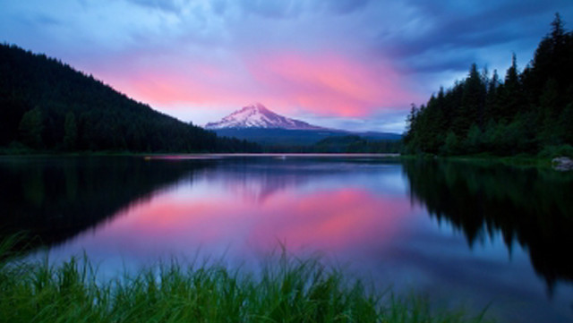 Mountain pink sky lake grass #7 free wallpaper for desktop - medium preview image