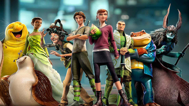 Animated characters cityscape background bird free wallpaper for desktop - medium preview image